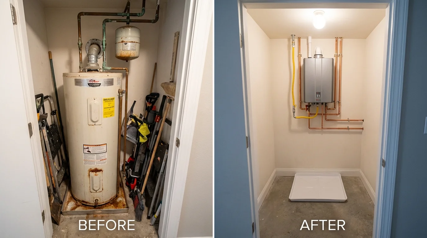 Tank water heater versus wall-mounted tankless unit comparison for Clarksdale, MS homeowners